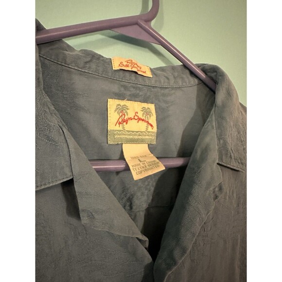 Reyn Spooner Blue Hawaiian Shirt Large L Blue Short Sleeve Button Down - Picture 3 of 3